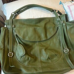 Furla Olive Green Leather Shoulder Bag